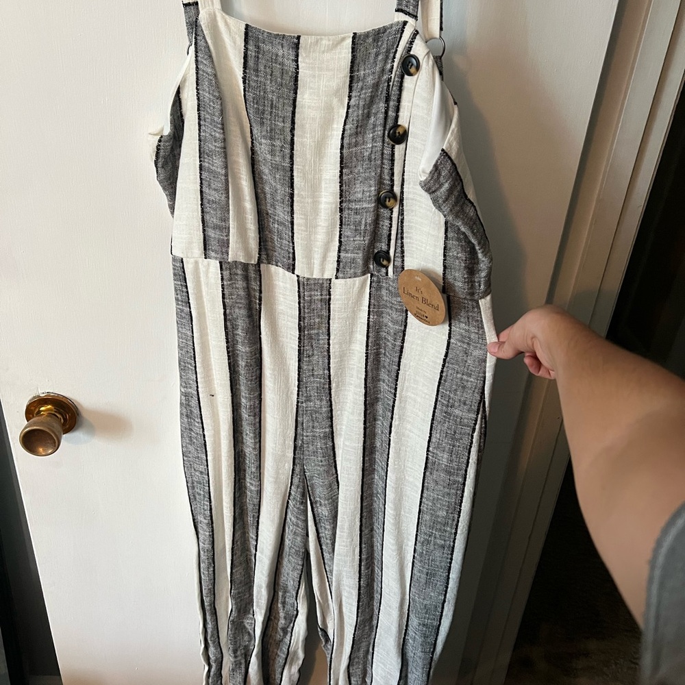 URBAN Romantics Monochrome Striped Jumpsuit